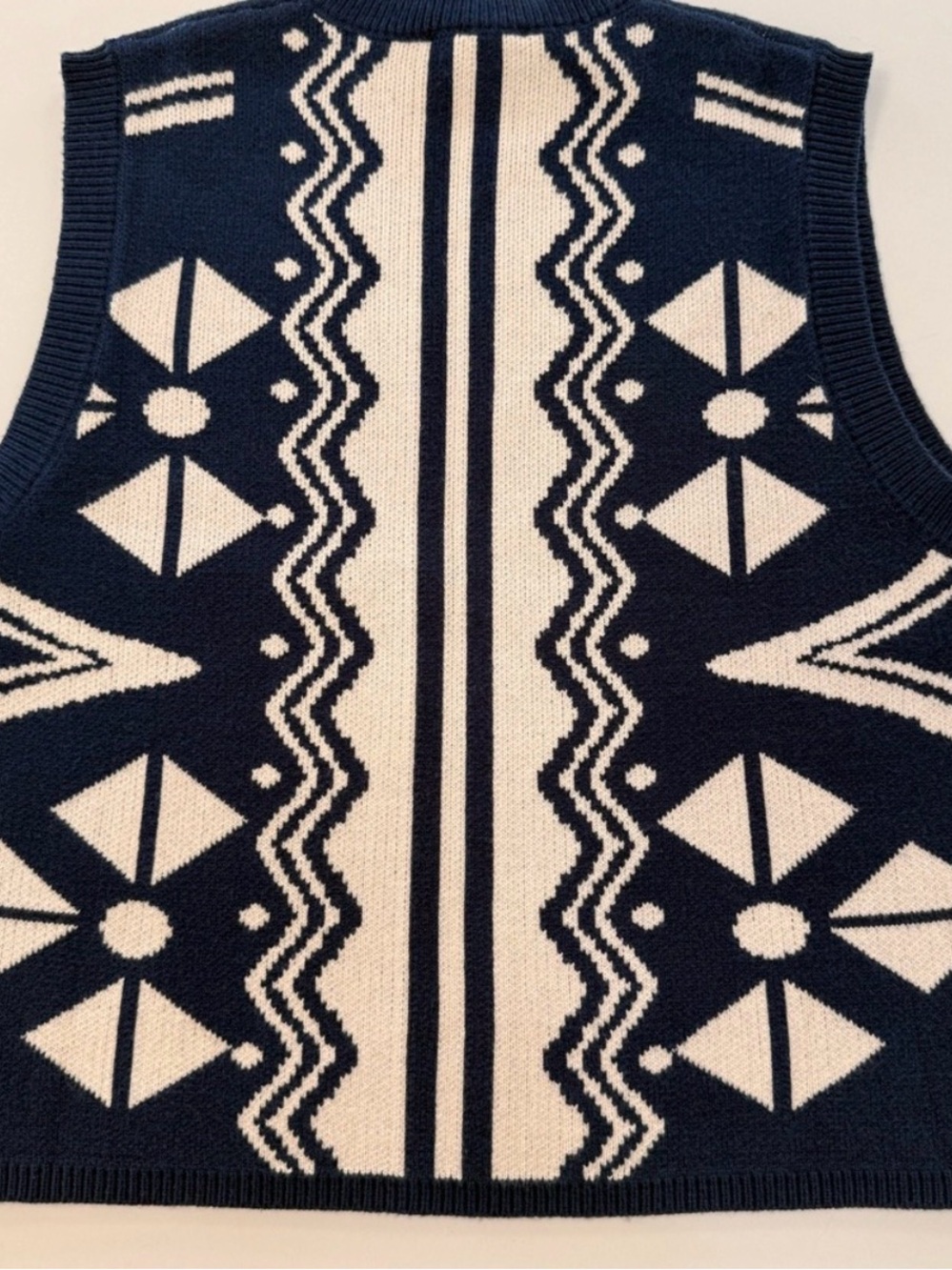 THML Navy & Cream Geometric Sleeveless Knit Tank - Picture 5 of 5